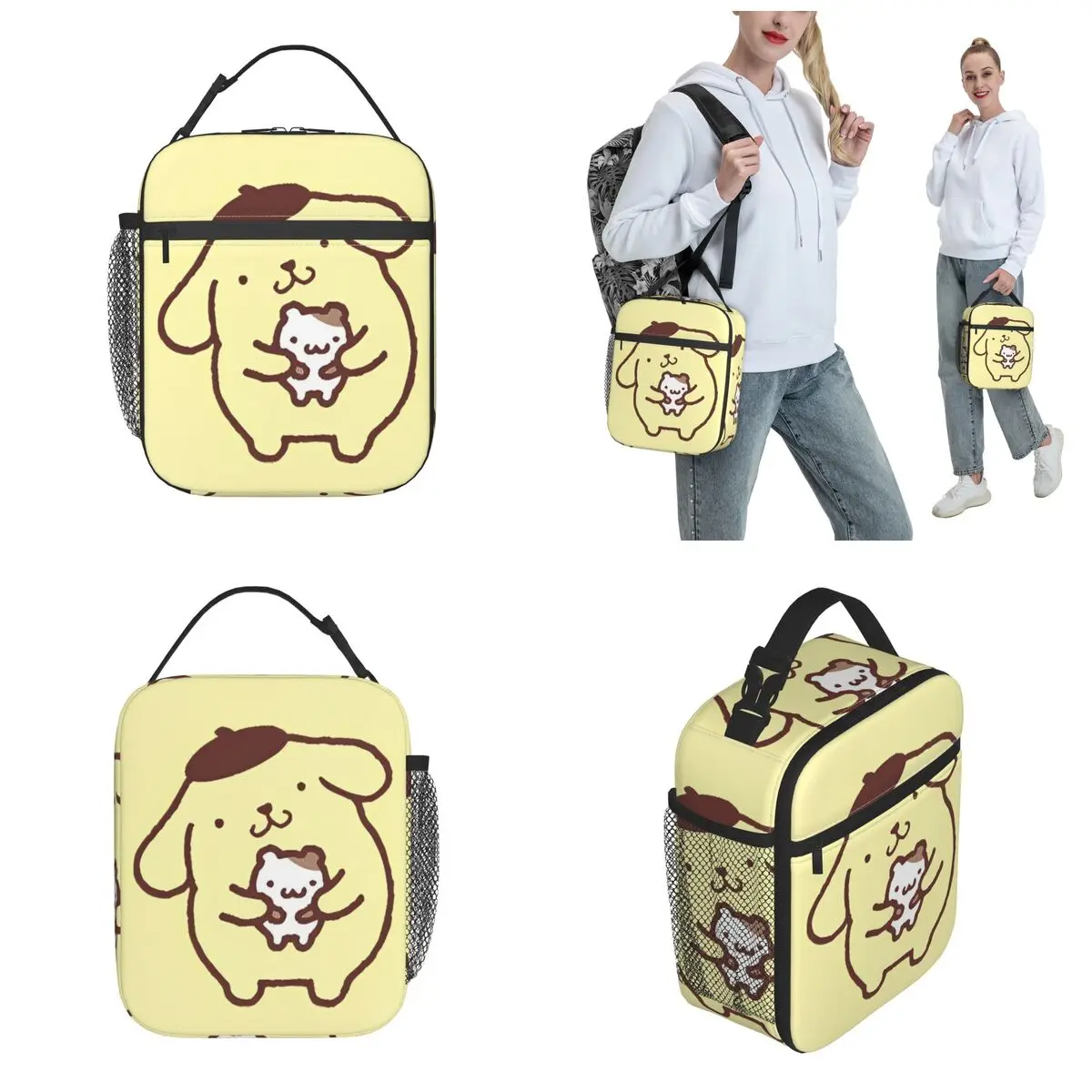 Cartoon Pom Pom Purin Cute Insulated Lunch Bags Cooler Bag  Lunch Container Large Tote Lunch Box Girl Boy College Travel