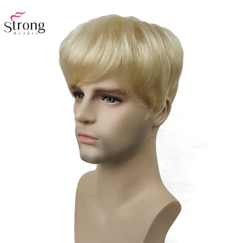 StrongBeauty peruka mężczyźni peruka krótkie proste włosy fo męska Toupees Hairpiece