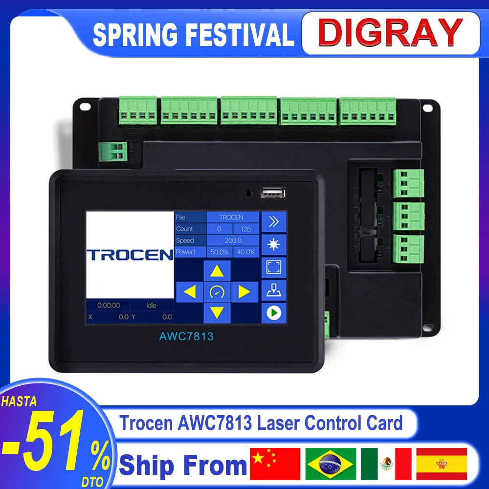 DIGRAY Trocen AWC7813 Co2 Laser Controller DSP Control System DIY Laser Control Replace AWC608 AWC708 6442G 6445G