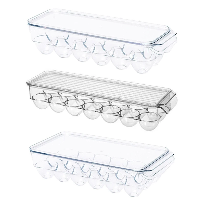 12/14/18 Grids Pet Egg Containers Large Capacity Kitchen Refrigerator Eggs Tray Transparent Egg Storage Box with Lid