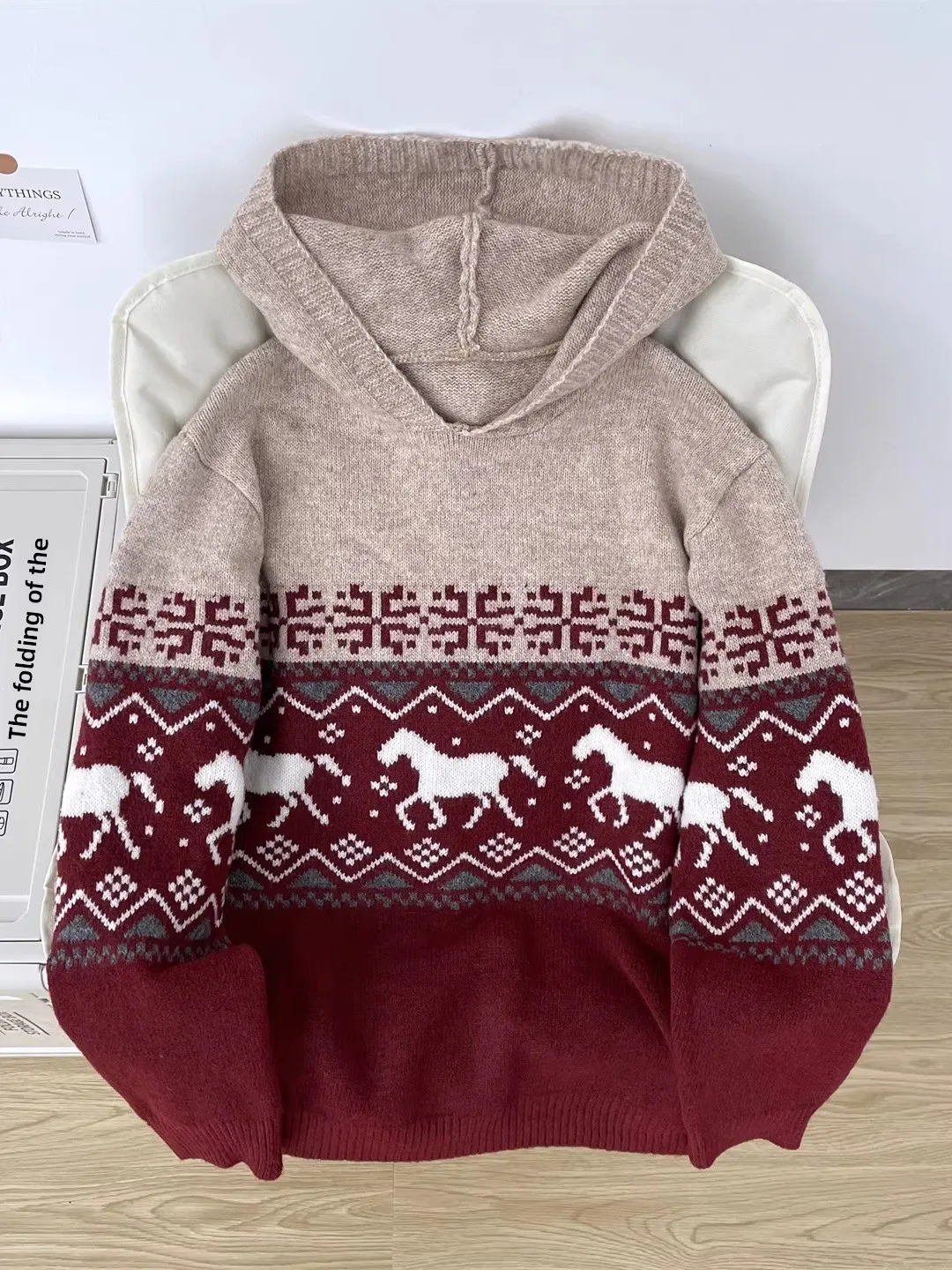 

Мужской свитер-худи в стиле Fair Isle, свободный, теплый, вязаный, зимний, повседневный, модный, с цветными вставками, молодежный, длинный рукав