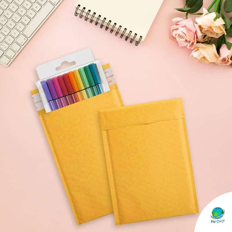 50PCS Kraft Paper Bubble Envelopes Padded Mailers Shipping Envelope self seal Shipping Packaging Bag Courier Storage Bags