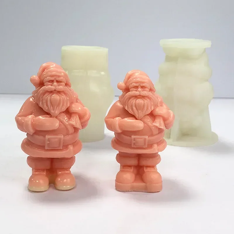 Standing Santa Claus Aromatherapy Candle Silicone Mold DIY Christmas Dwarf Gypsum Dropping Mold