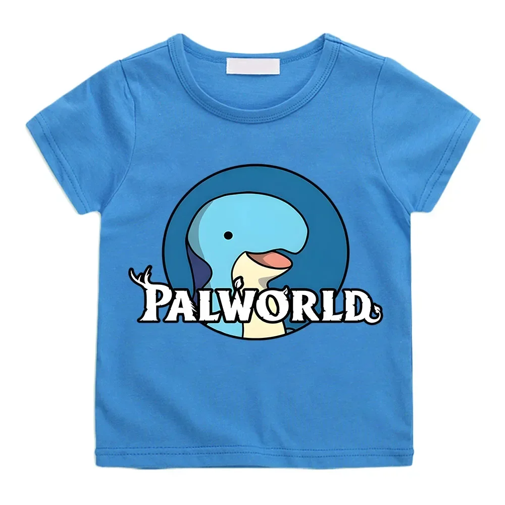

Футболка Game Palworld детская с мультяшным принтом, милые летние футболки унисекс из чистого 100% хлопка, винтажная одежда с коротким рукавом для детей