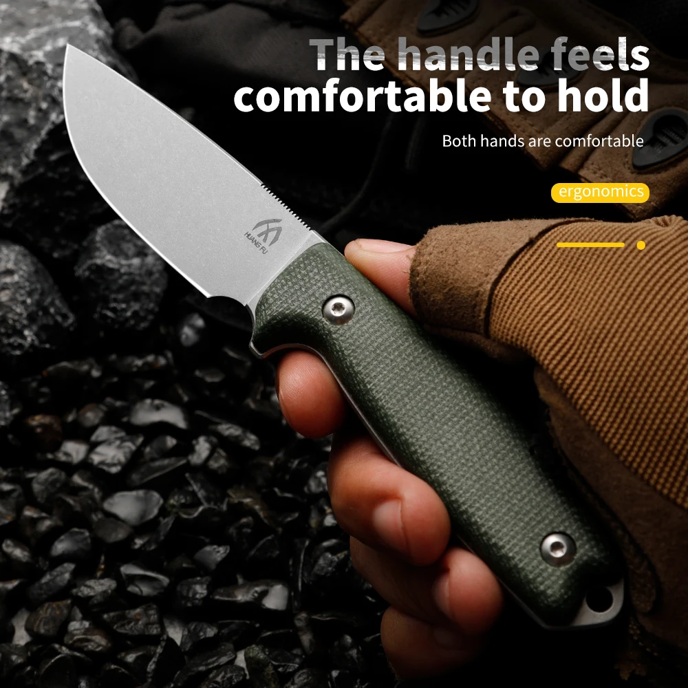 Huangfu Linen Fiber Handle 14C28N High Quality Steel Integrated Cutting Tool Outdoor Wilderness Survival Knife High Hardness Por