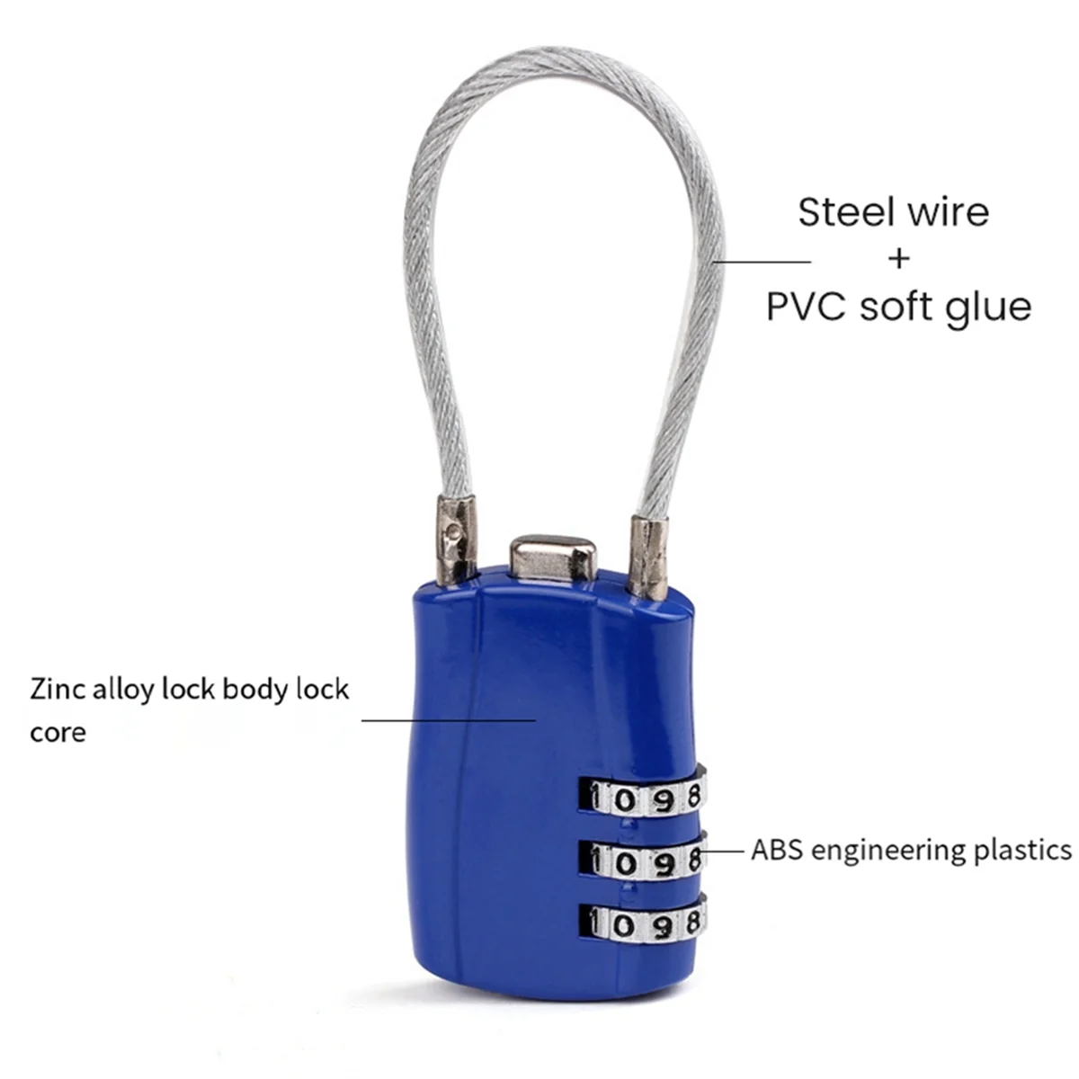 3 Digit Customs Code Lock Combination Locks Contrast Color Anti-Theft Padlock Portable Luggage Password Lock D