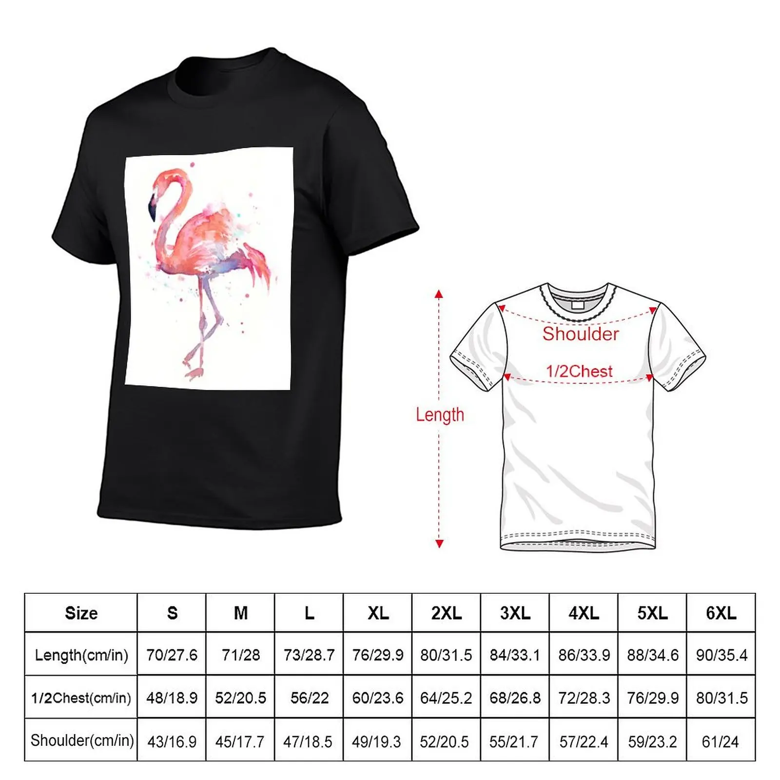 Pink Flamingo Watercolor Illustration T-Shirt for a boy sweat man t shirt mens shirts graphic tee