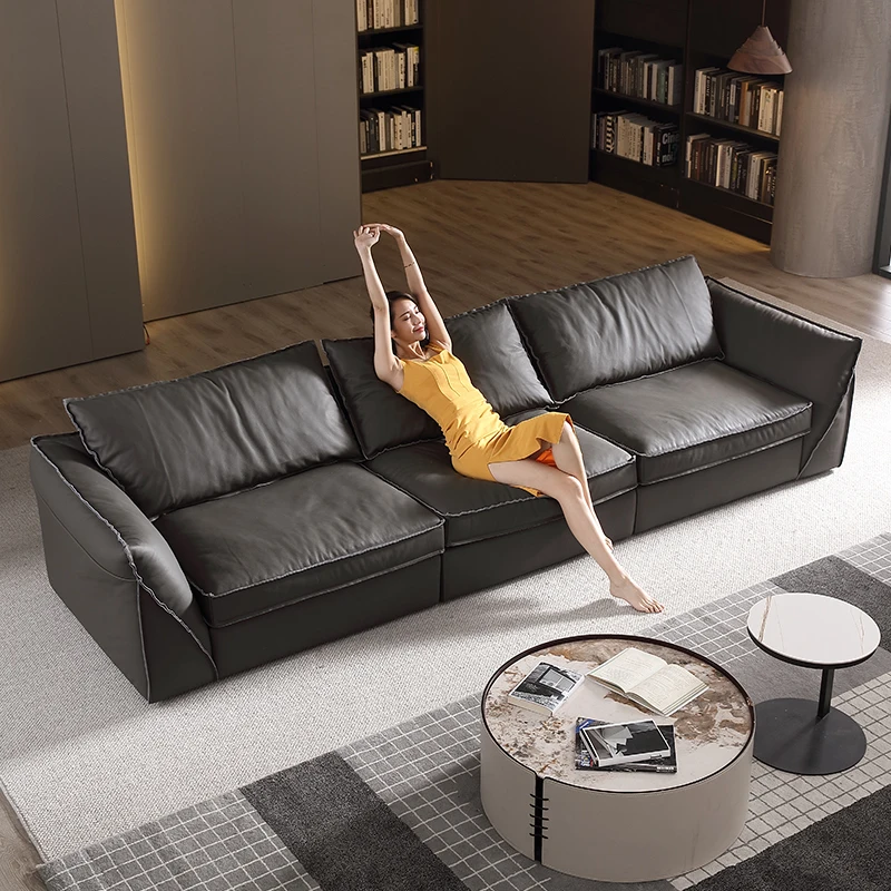 Modular leather sofa, modern European design apartment