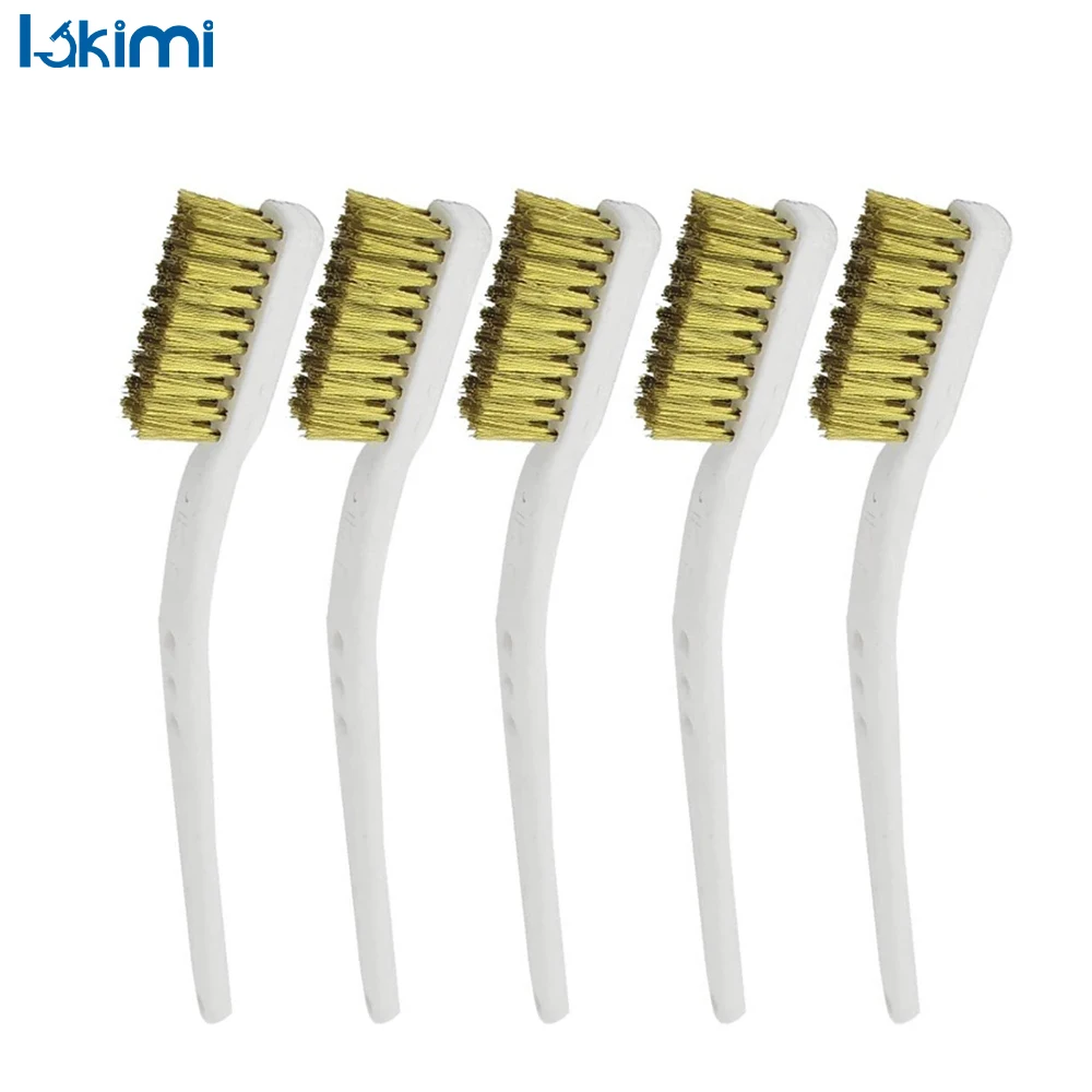 5Pcs Mini Brass Wire Brush 175mm - Steel Wire Brushes for Metal Polishing, Rust Removal, and Burring Cleaning LK-AA115