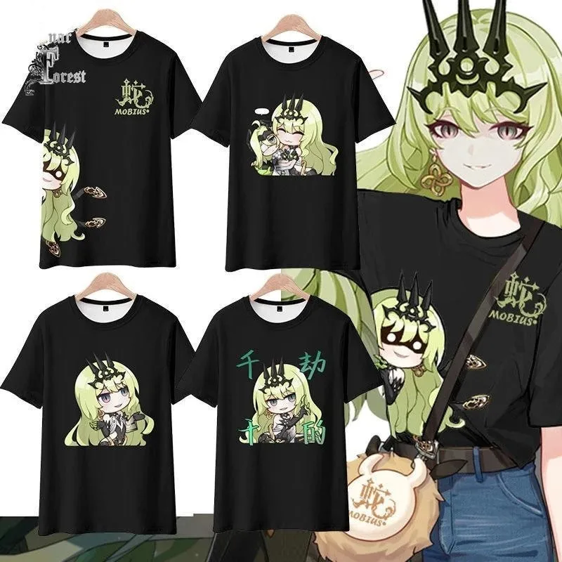 Honkai Impact 3 Mobius Impressão 3D T-shirt, gola redonda, manga curta, streetwear popular do jogo, moda Harajuku, verão