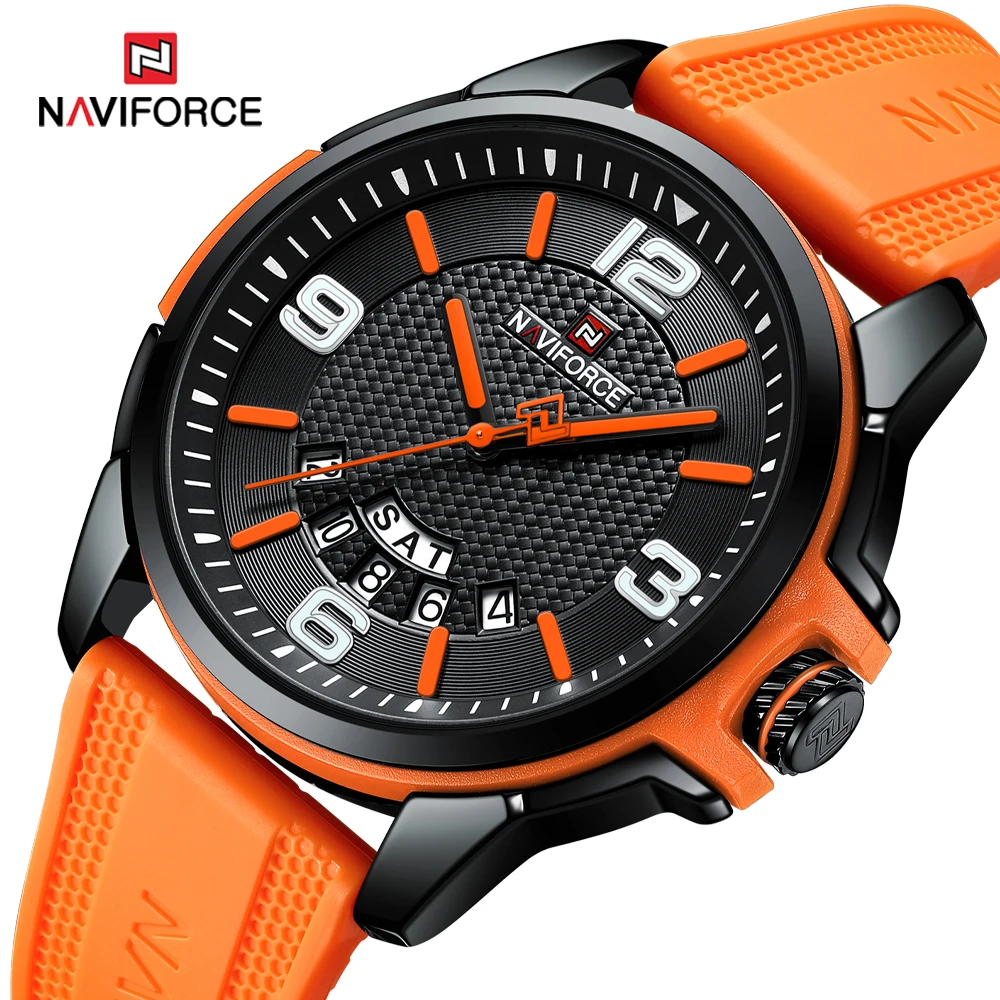 NAVIFORCE Luxury Watch Men Military Waterproof Male Clock Luminous Date Quartz Men Watch Silicone Strap