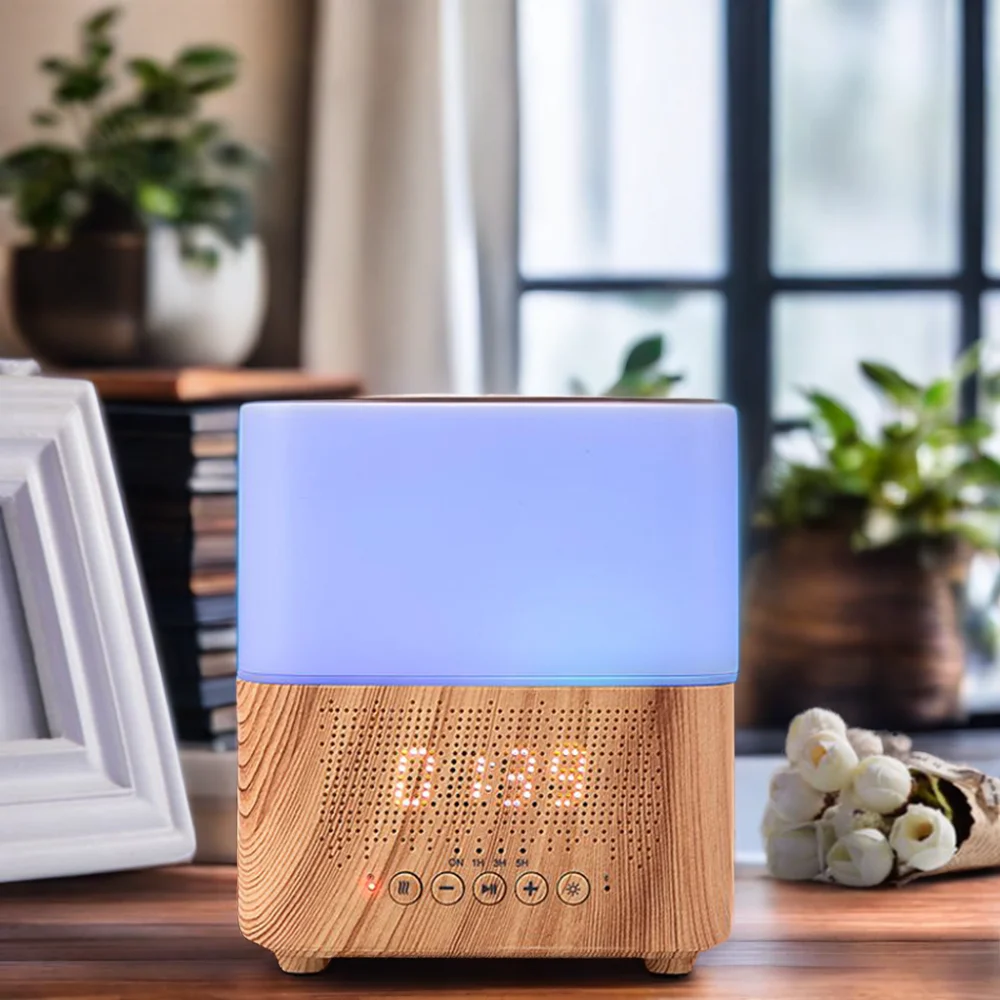 High Quality 300ml Aromatherapy Scent Mist Music Speaker Alarm Clock Ultrasonic Humidifier Diffuser Home Office Gift