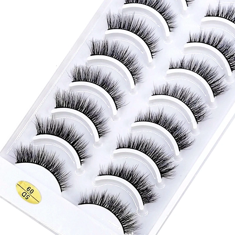 New 10Pairs Handmade 3D mink Lashes Short Fake Eyelashes Cross Messy Natural Eye Lashes Stage Makeup Soft False Eyelashes Cilios