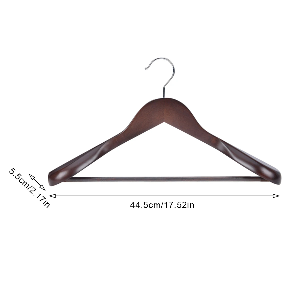 Wooden Hanger Black Walnut Wood Coat Hanger Solid Suit Rack With Metal Hook Anti-Skid Shoulder Seamless Clothes Drying Rack