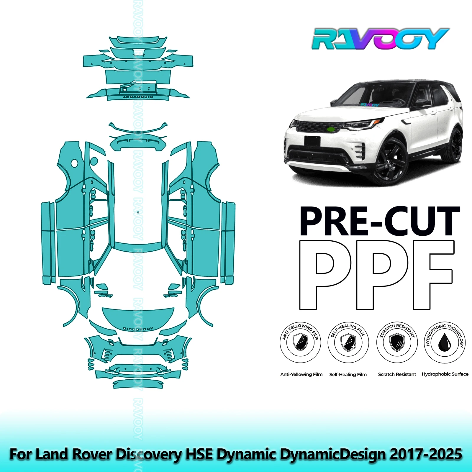 RAVOOY 8.5Mil Precut TPU PPF Full Vehicle Clear Bra Stone Guard For Land Rover Discovery HSE Dynamic DynamicDesign 2017-2025