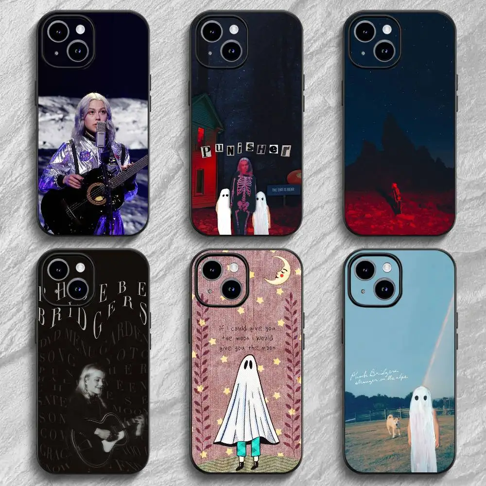 Singer P-Phoebe B-Bridgers Phone Case For IPhone12 13 14 15 16 17Pro Max Plus Classic Black Soft Shell