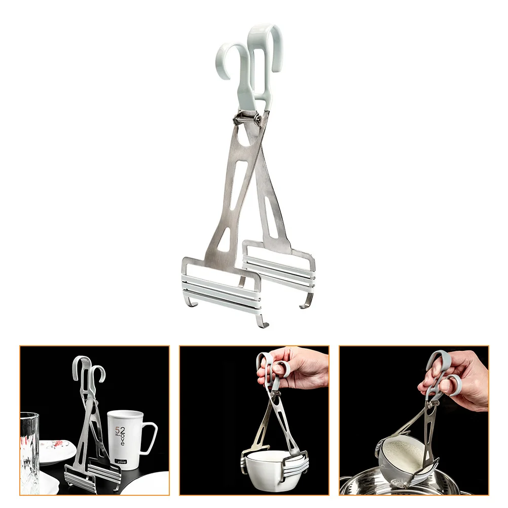 

Stainless Steel Kitchen Hot Plate Clip Folding Dish Tong Bowl Clip Heat Resistant Food Grade Silicone Easy Clean