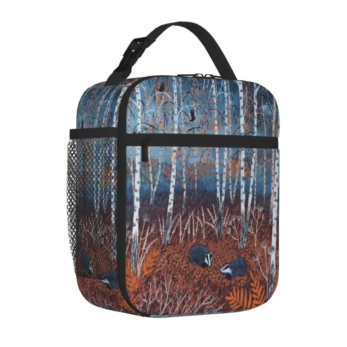 Hot Sale The Badgers Of Autumn Wood Rainbow Print Lunch Box Bag Home To Go Outdoor Lunch Bag