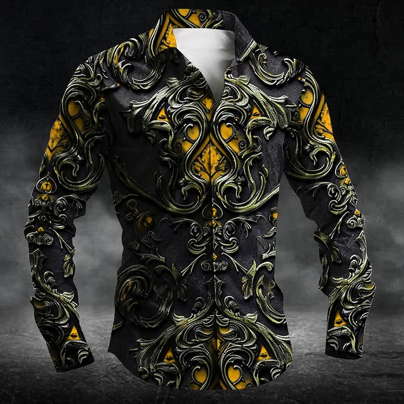 Men\'s casual outdoor street T-shirt long sleeve 3D shirt soft and comfortable new three-dimensional fashion plus size US size
