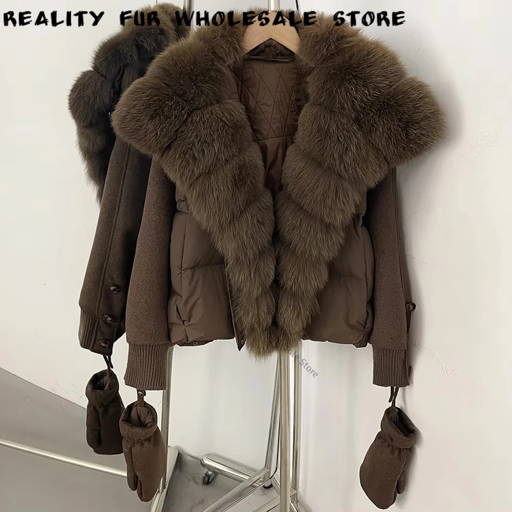 Women's Puffer Jacket Loose Fit Down Jacket Large Fox Fur Collar Coat Ultra Warm Cold Season Street for Casual Seasonal Styling