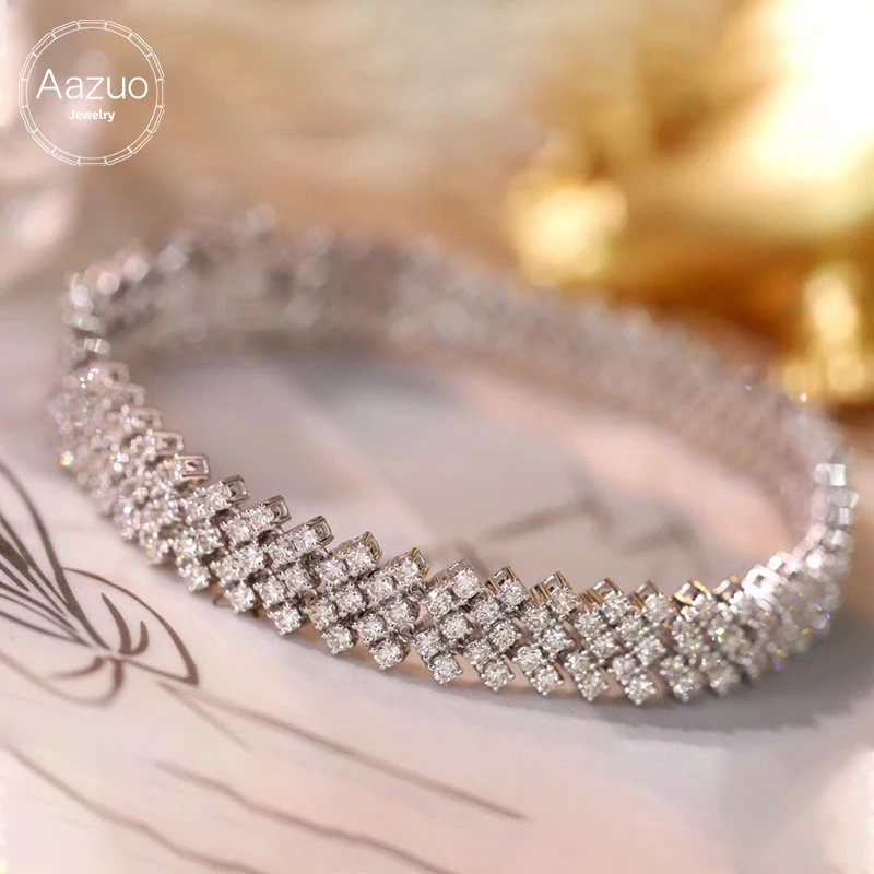 Aazuo feiner Schmuck 18 Karat Weißgold echte Diamanten 6,0 ct Luxus Dame Armband Geschenk für Frauen Senior Bankett fort geschrittene Bankett party