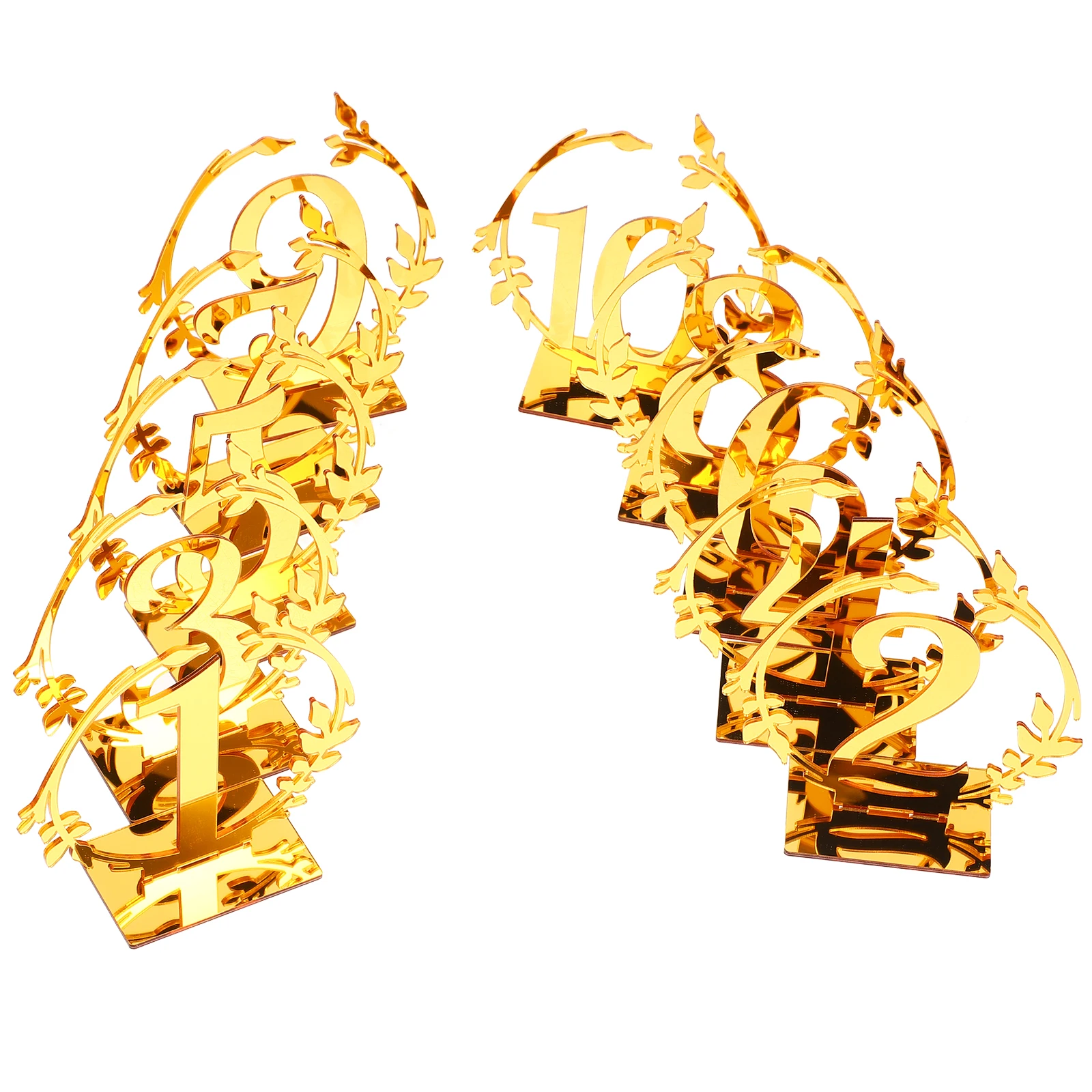 

10pcs Acrylic Table Numbers Golden 1 10 Wedding Banquet Party Restaurant Reusable Table Signs Seating Cards Holder
