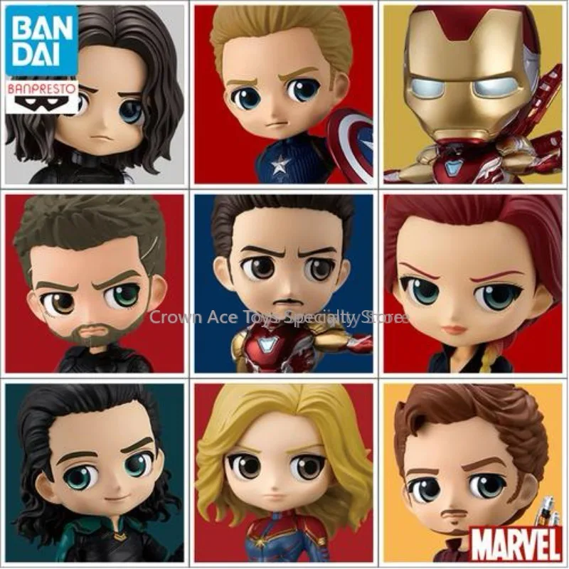 Bandai BANPRESTO QPosket Marvel The Avengers Thor Iron Man Black Widow Spider-Man Tony Stark the Winter Soldier Trendy Toys Gift