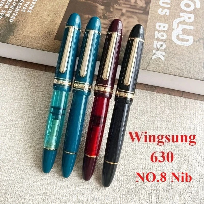 

WingSung 630 Brief Resin Gold Clip Pen Fountain Pens Iraurita Nib 0.5~0.7mm Nib Piston Stationery Business Gifts Writing