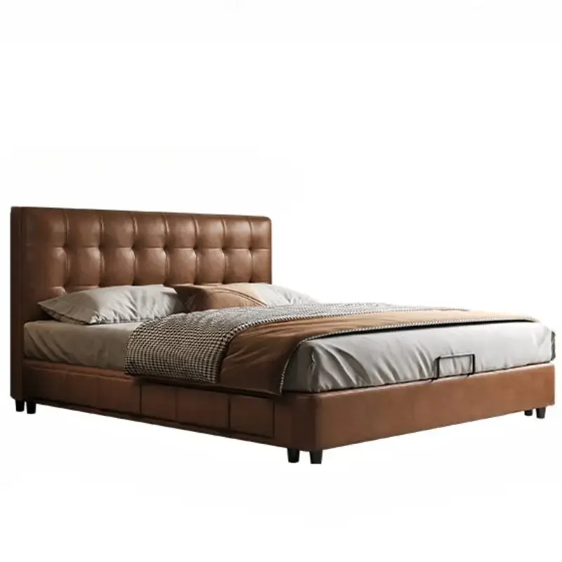 Cama doble bonita única, juegos De cama con marco King De lujo europeo elegante, Camas plegables modernas, muebles para el hogar