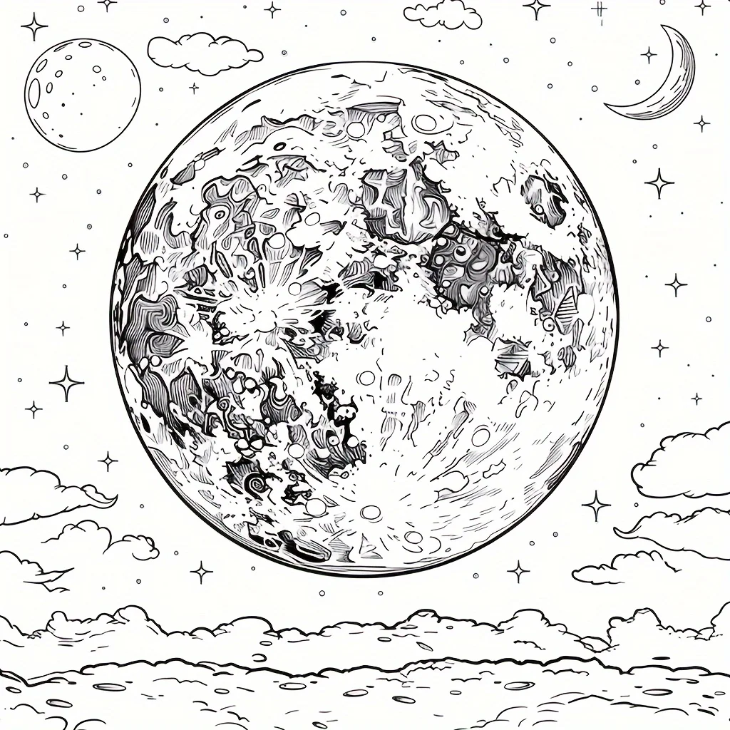 Libro para colorear Mystery Moon de 28 páginas para reducción de estrés para adultos |   Libro para colorear para aliviar el estrés y reducir el estado de ánimo San Valentín