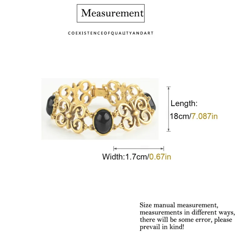 Vintage Black Agate Butterfly Bracelet Antique Gold Color Oval Jewelry Woman Luxury Designers Summer Accessories 2025 New