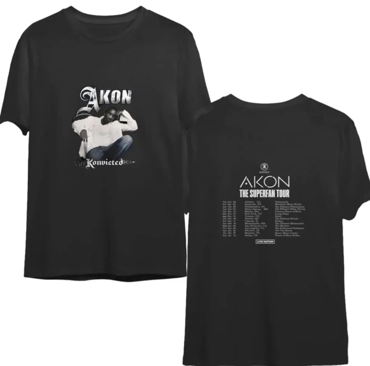 Akon The Superfan Tour 2023 Shirt - Exclusive Concert Memorabili 2 sided tee