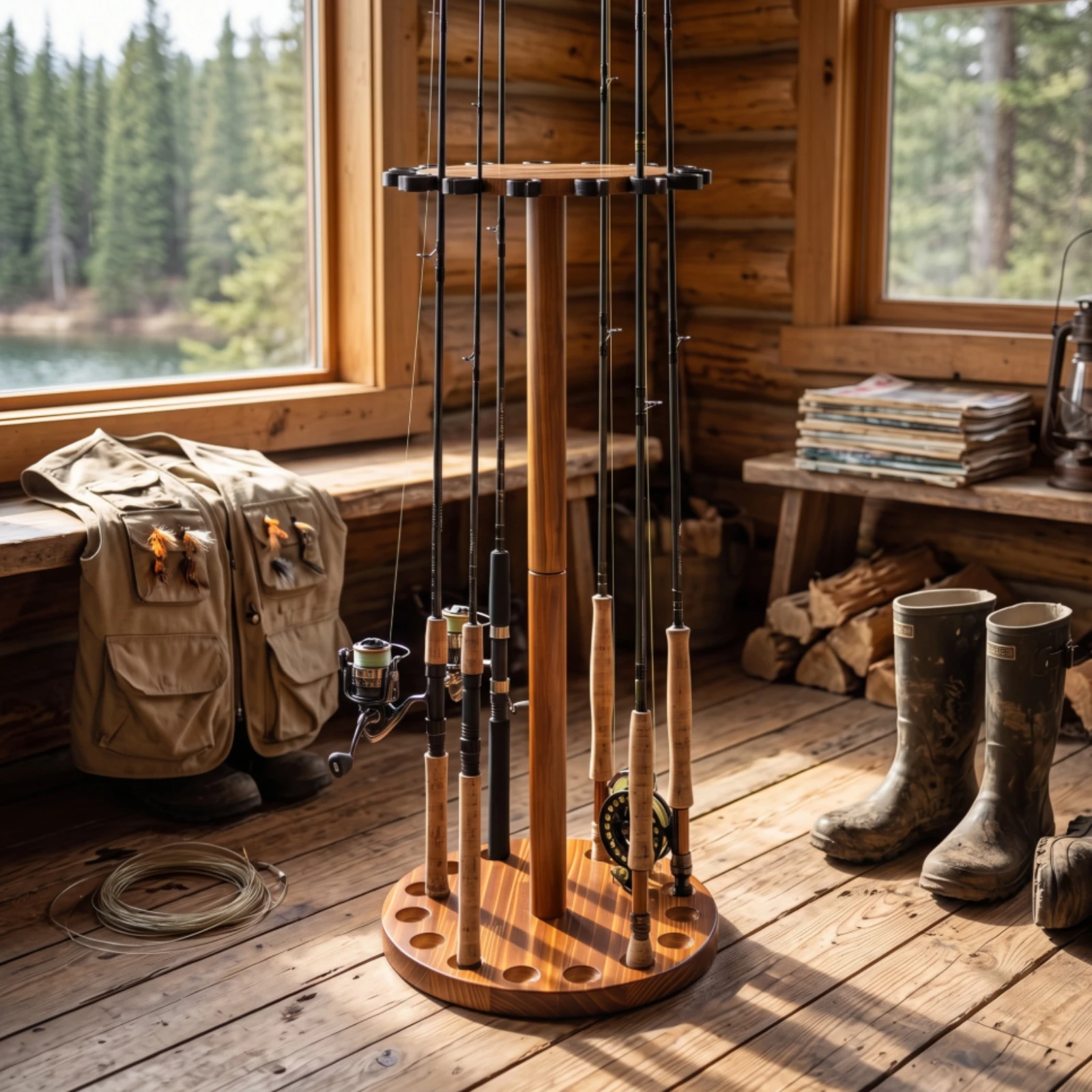 Fishing Rod Rack - 낚싯대 디스플레이 랙 수직 낚싯대 랙