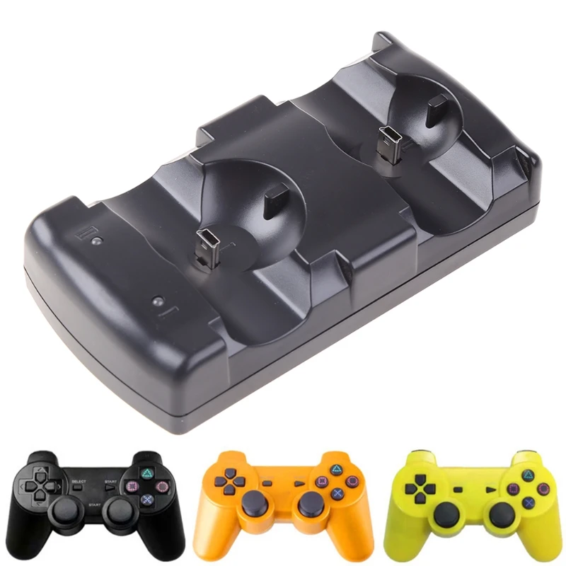 DX62 Portable Dual Controller for PS3 Charger Station Fast Charging Dock Dual Controller with Safety Chip with Atmosphere LED