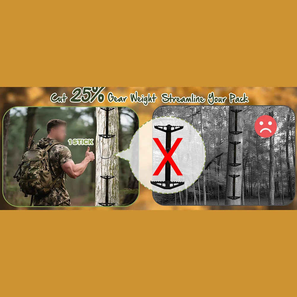 Hand-Braided Hunting Rope Ladder - Single-Step Climbing Aider For Tree Stand Wear-Resistant High-Tensile Cord With Buckle