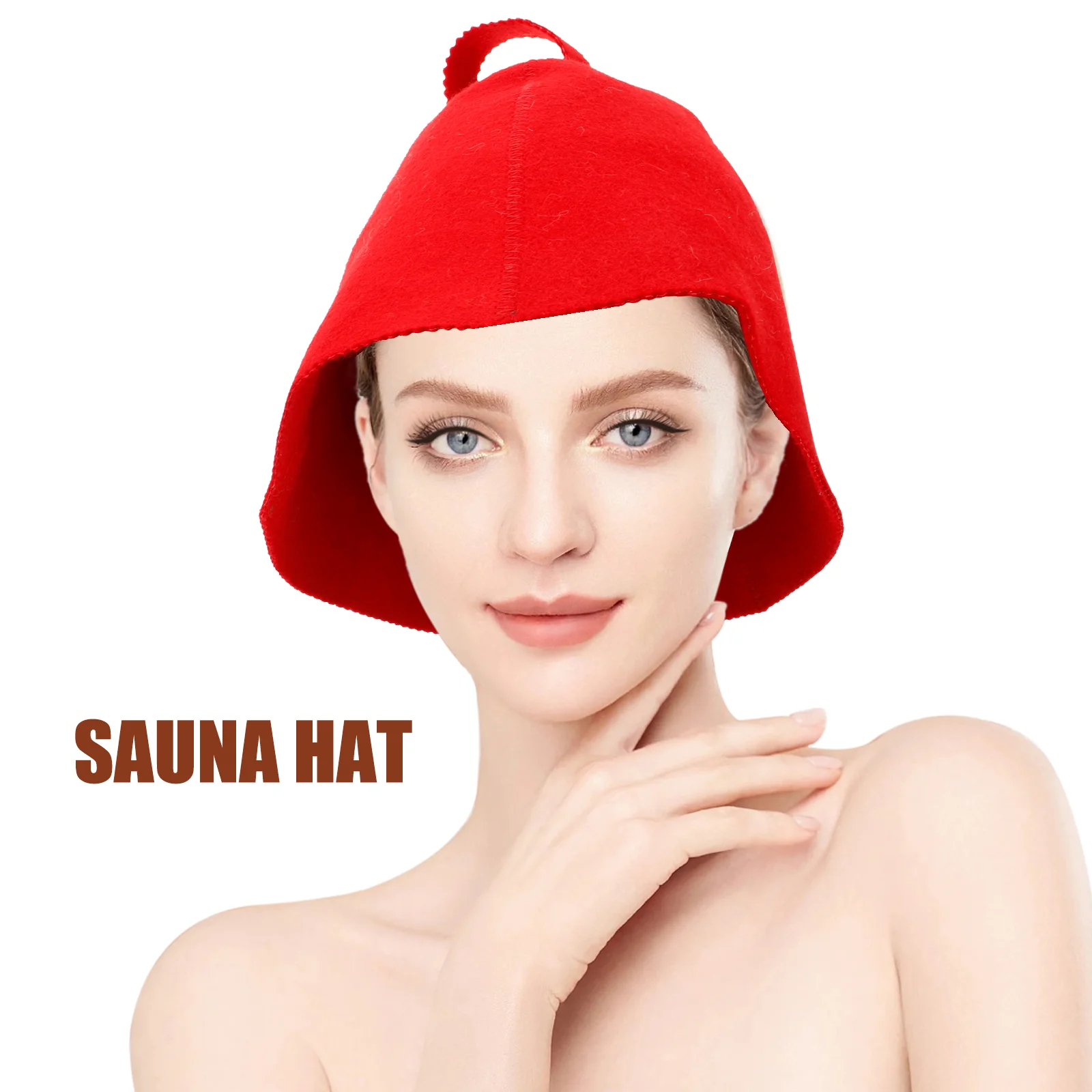 Wool Felt Bath Hat Large Comfortable Felt Sauna Hat Red Comfortable Breathable Hair Cap for Spa Household Shower Accessories