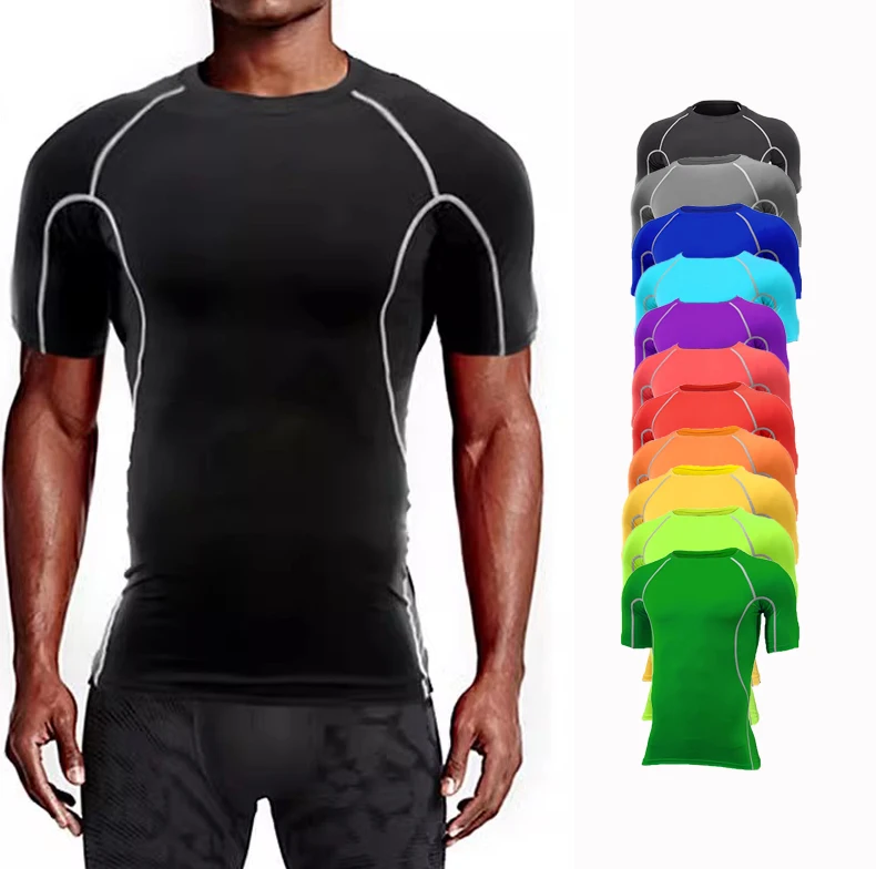 Men Compression Running Short Base T Shirt Male Fitness Sport Basketball Football Gym Camping Hiking Riding Bottom Tee Clothes 4