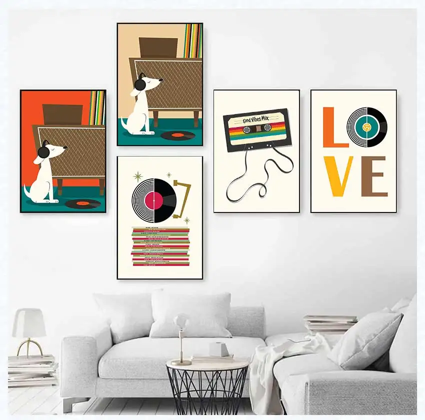 Mid Century Retro Vinyl Records Poster Music Album Art Canvas Painting Print Wall Picture for Living Room Home Decor