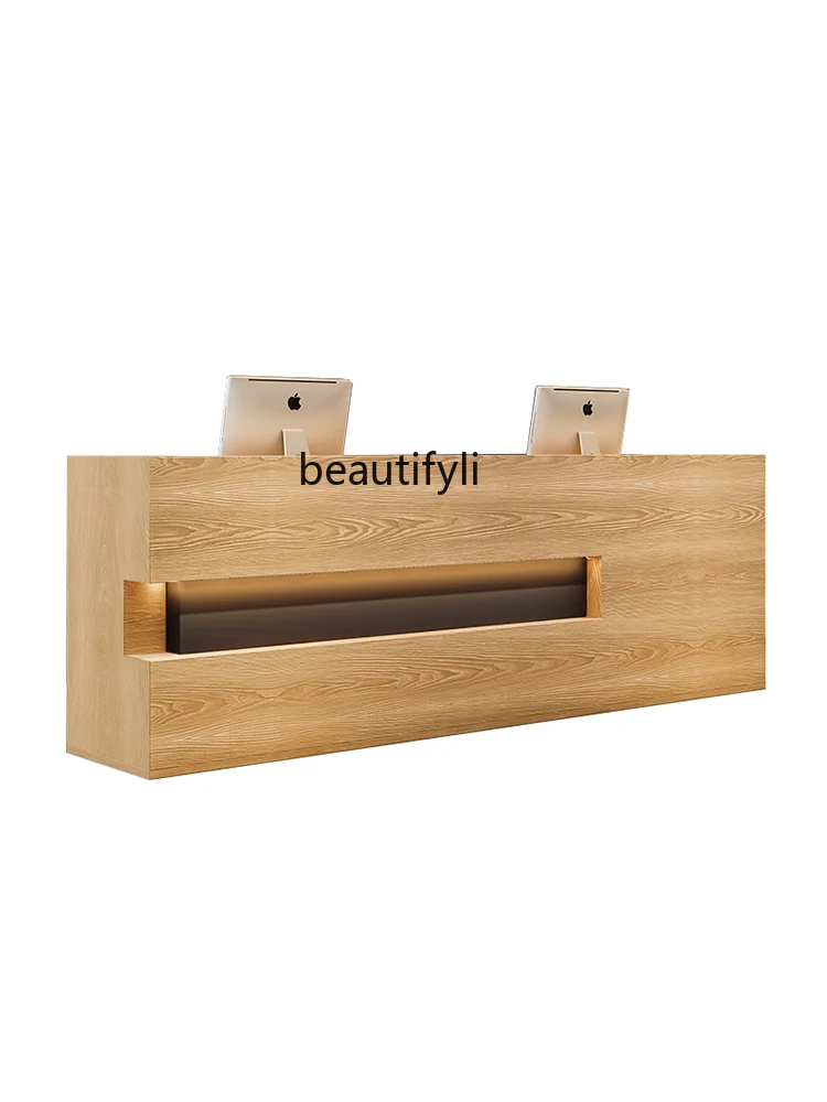 Customized Retro Solid Wood Company Office Hotel Reception Counter Cashier Decoration Piano Clothing Store