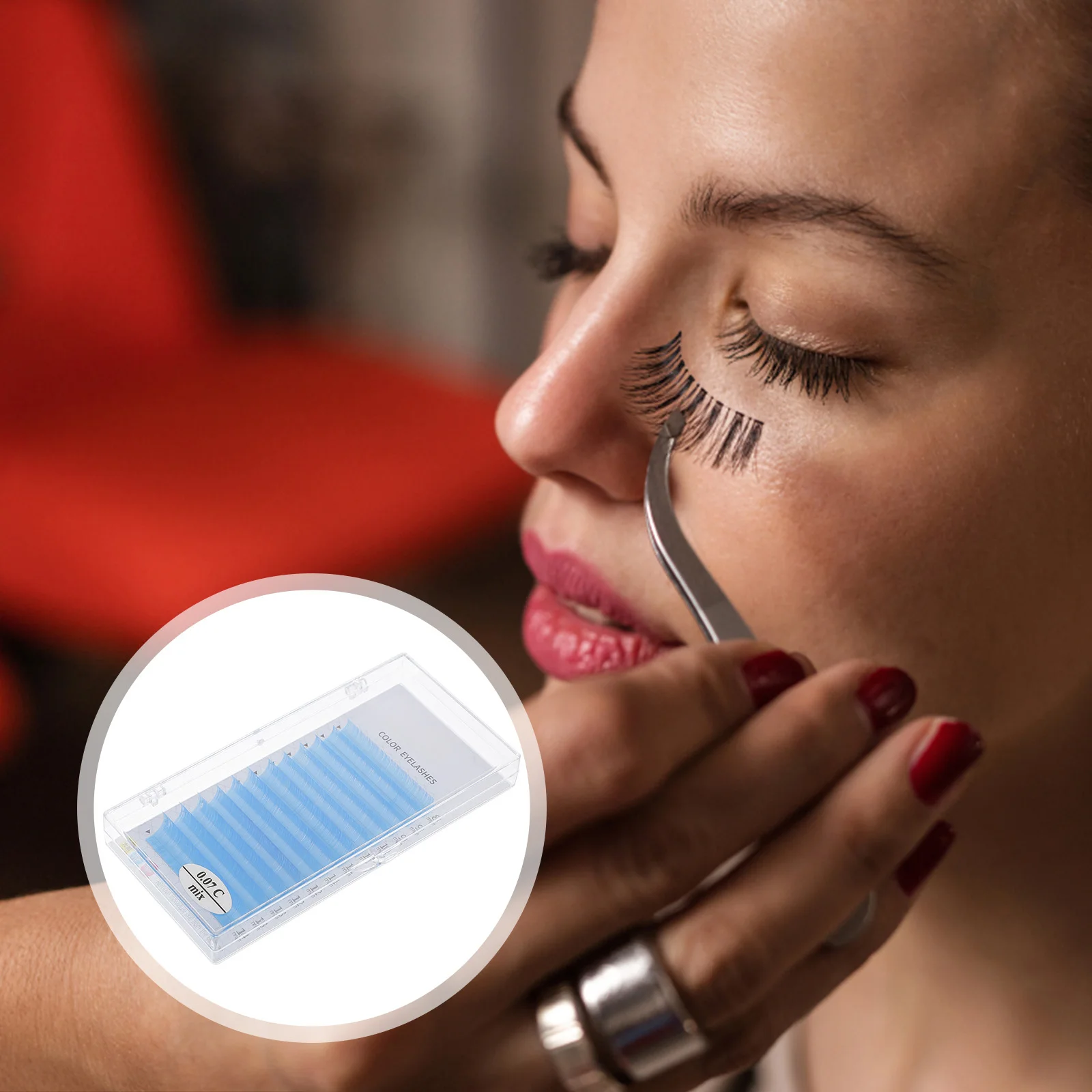 

Pink Fluorescent Women Fake Eyelashes Handmade Eyelash Extensions for Cosplay Party Natural Long Lasting Volume