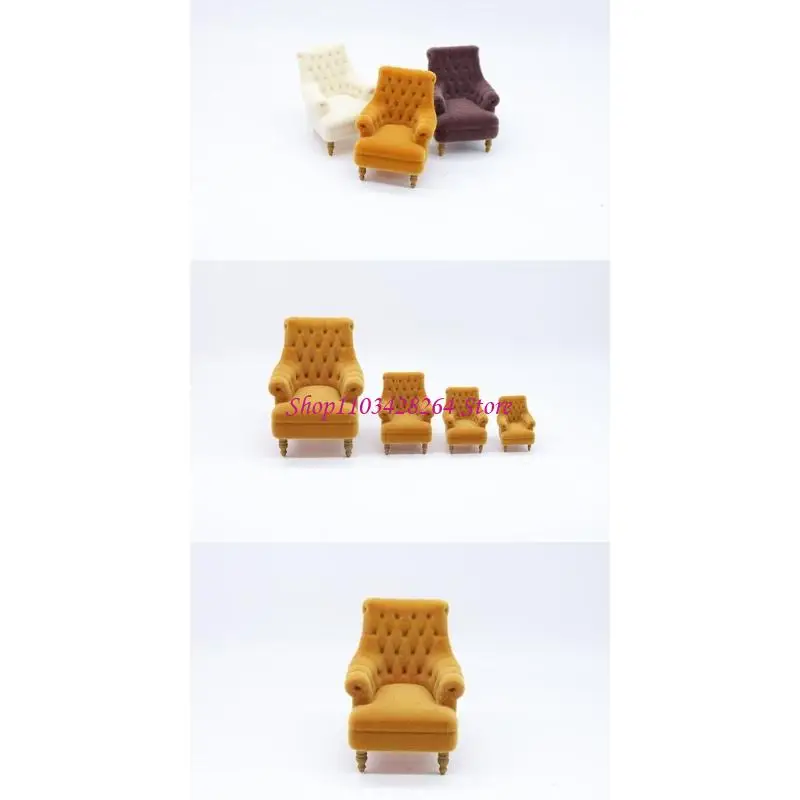 

Living Room Sofa Set 1/12 Scale Flocking Covered Mini Furniture for Doll House Accessories and Collectibles