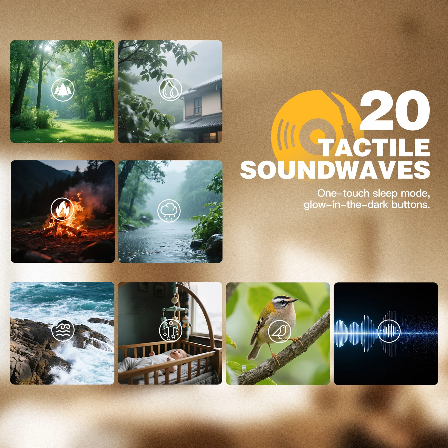Mini máquina de ruido blanco, dispositivo portátil de sonido para dormir con 20 sonidos naturales, temporizador, Control de volumen para bebés, niños, adultos, oficina en casa