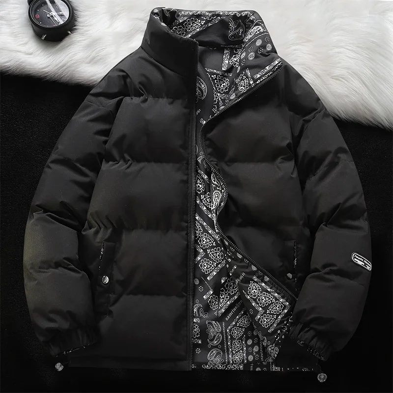 Men\'s Winter Bread Jacket Oversize Winter Warm Male Big Size Cotton Coat Wear on Both Sides Fashion Clothing 2024 For Men