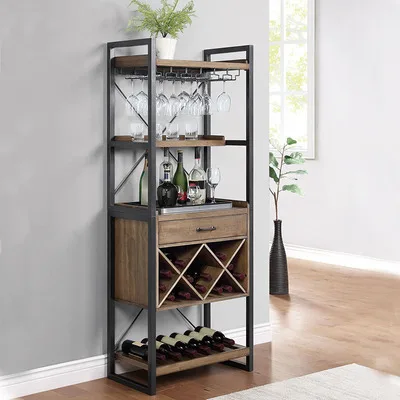American Wrought Iron Shelf Floor Modern Minimalist Living Room Display Shelf Study Solid Wood Bookshelf Office Partition