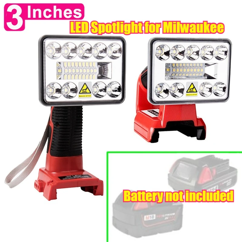 

3 Inches for Milwaukee 18V Li-ion Battery LED Work Light Portable Flashlight Emergency Flood Lamp Handheld Camping Lamp