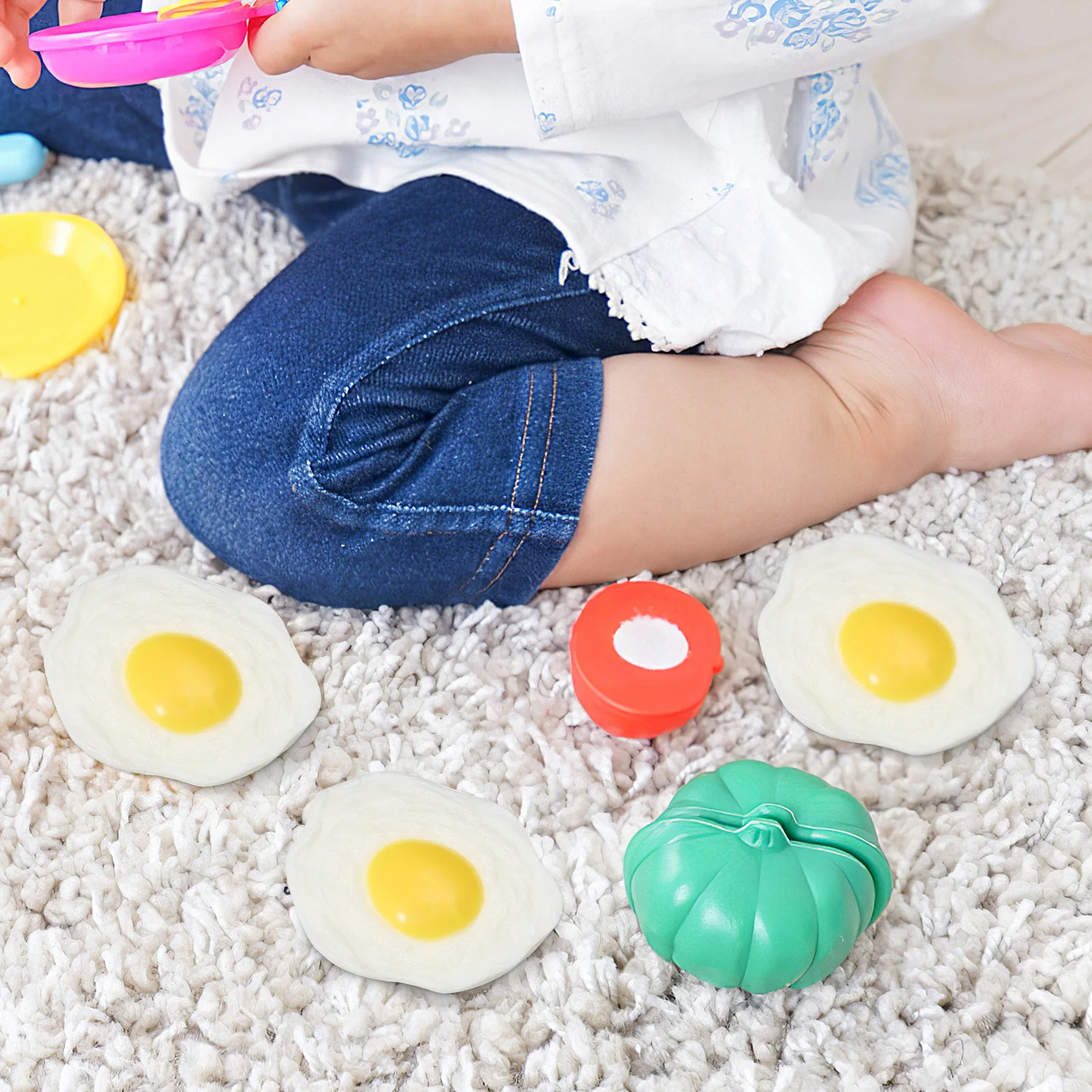 3 قطعة البيض المقلي ضغط الإجهاد الإغاثة الجدة محاكاة الغذاء مضحك تخفيف الضغط الحسي اللعب لعبة الضغط