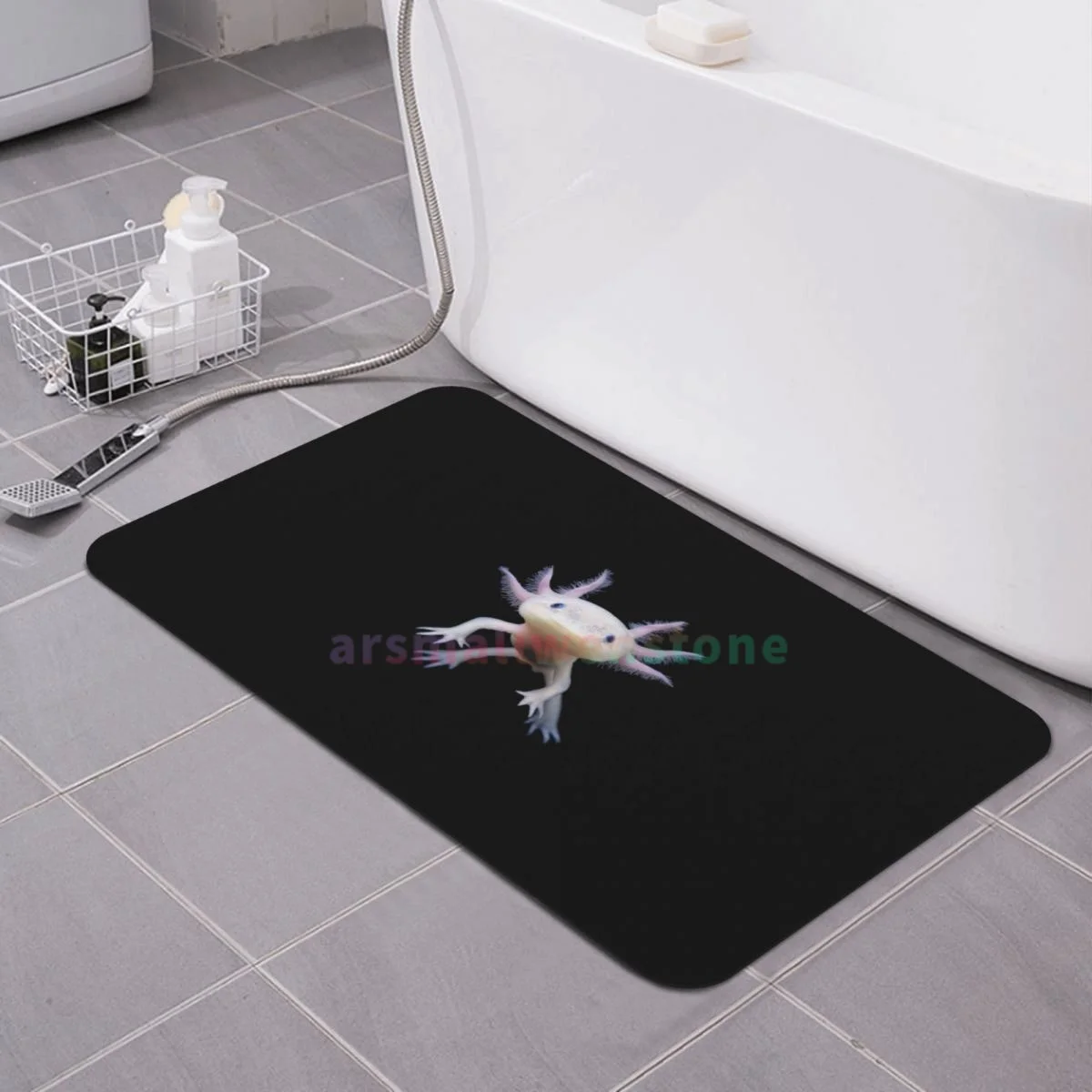 Cute Axolotl Yin Yang Diatom mud cushion absorbent quick drying mat bathroom door mat toilet diatomaceous earth non-slip