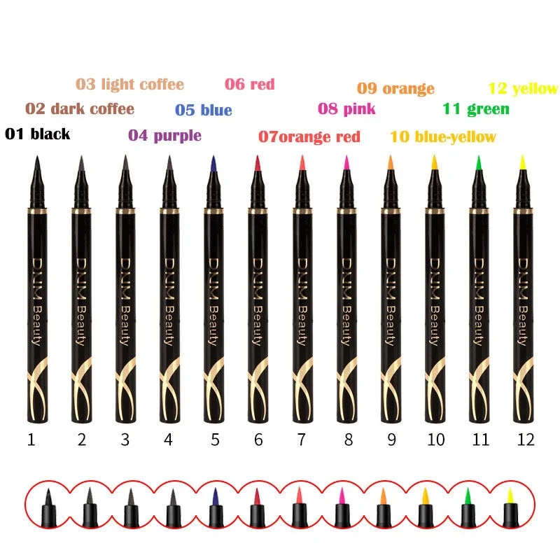 Colorful 24HR Gel Liquid Eyeliner Pencil Pen High Pigment Long‑Wearing Smudge Proof Waterproof Eye Makeup Cosmetics