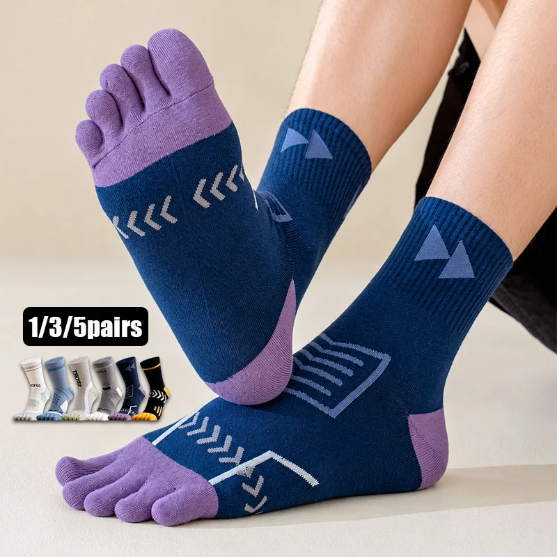 1/3/5 Pairs Men's Five Toe Socks Breathable Sweat-Absorbing Comfortable High Quality Split-Toe Sock Elastic Running Sports Sox