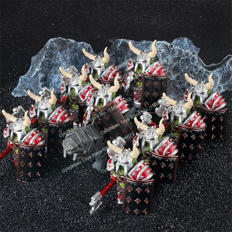DT025 P8015 Figuras de Ação de Soldados Orc com Armadura Pesada do Jogo de Quadrinhos, Blocos de Construção Modelo Lobo Branco, Acessórios de Brinquedos
